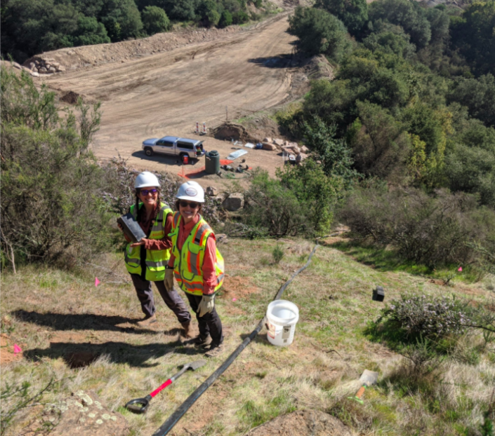 Sequoia's dream team performing restoration monitoring on a mining reclamation project in Napa.